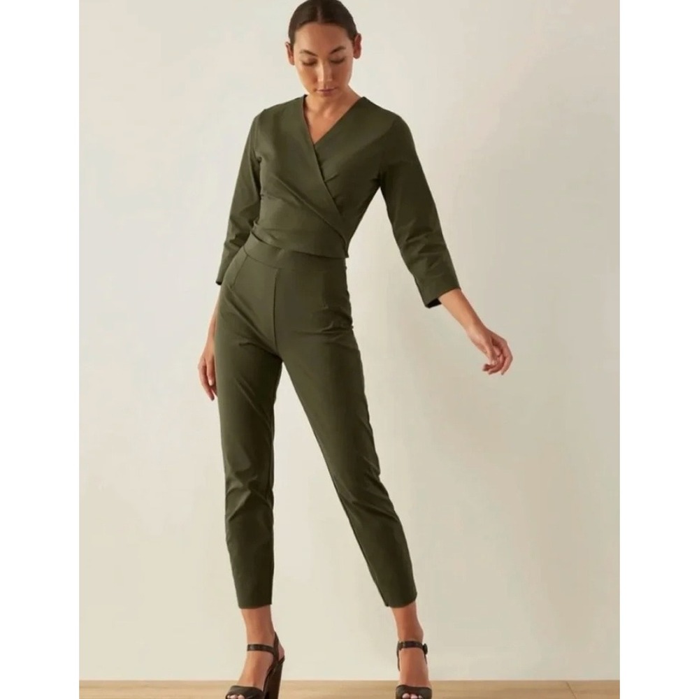 Aday Destination Wrap Jumpsuit in Olive Green sz L